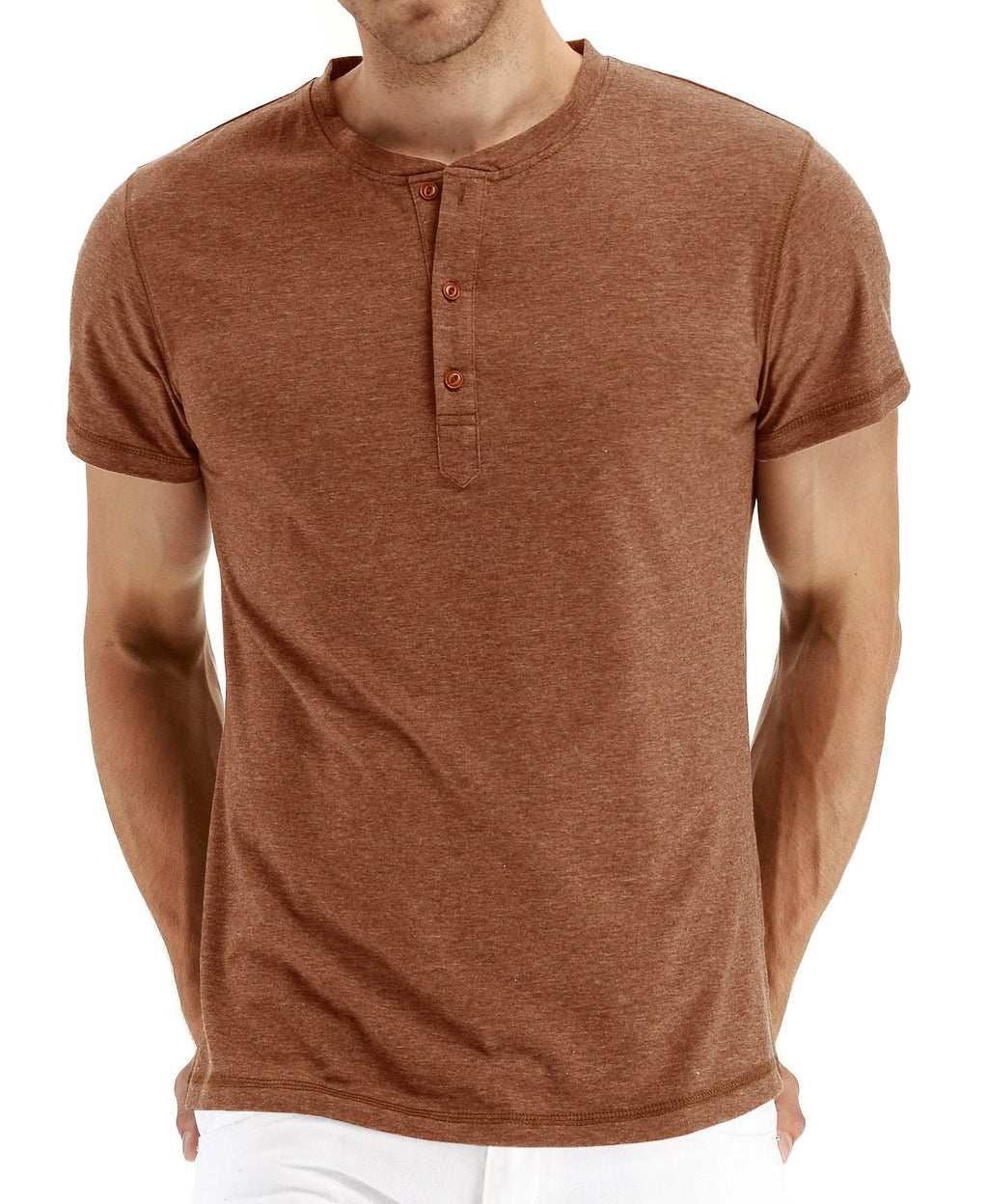 Summer Men T Shirt Short Sleeve Fashion Henley Collar Tshirt Solid Button Casual Men's Tshirts Cotton Tops Tees Mens Clothing