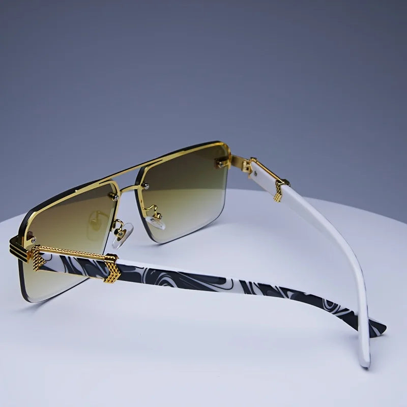 Trendy Rimless Sunglasses for Men Women Fashion Frameless Rectangle Sun Glasses Retro Shades Summer Traveling Eyewear UV400