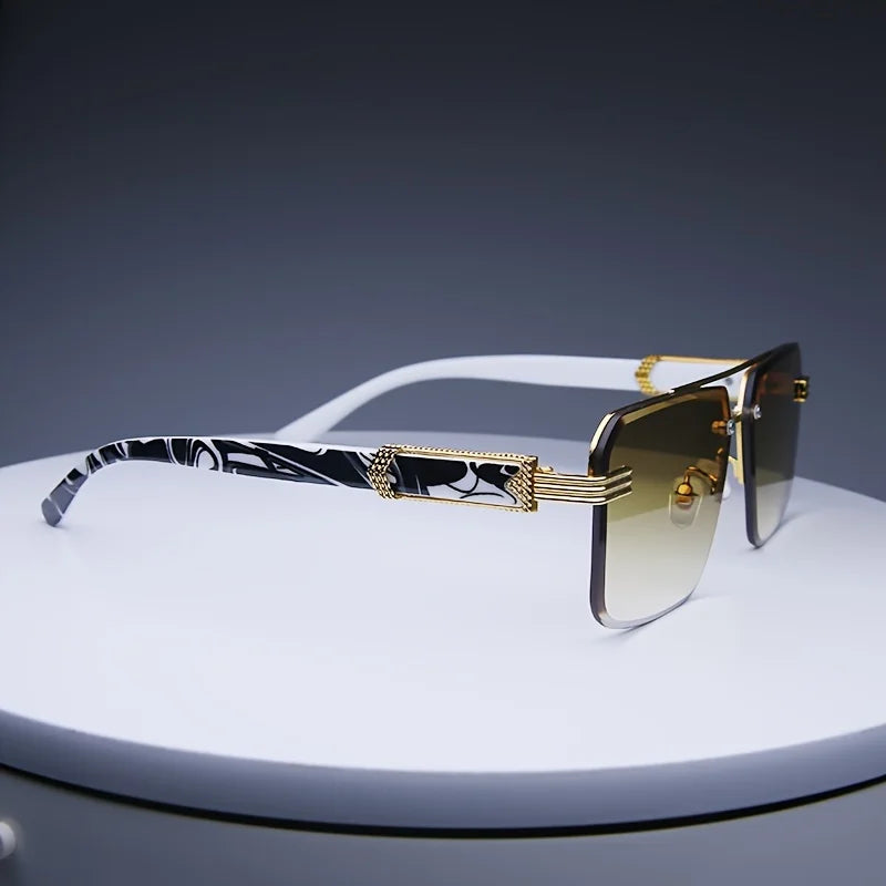 Trendy Rimless Sunglasses for Men Women Fashion Frameless Rectangle Sun Glasses Retro Shades Summer Traveling Eyewear UV400
