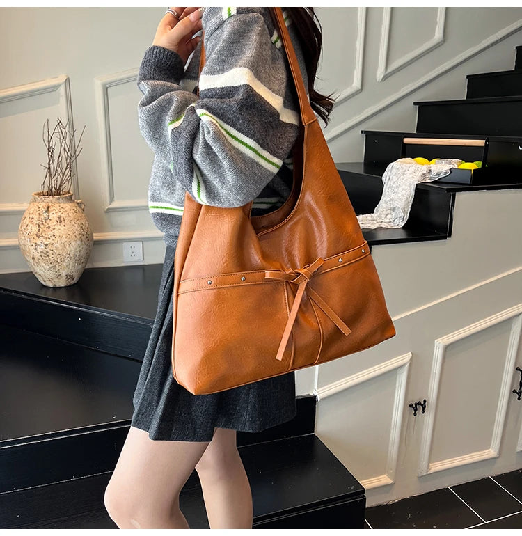 PU Large Capacity Hasp Tote Bags Solid Color High Quality Ladies Bags 2025 Hot Sale Light Luxury Commuting Women's Handbags