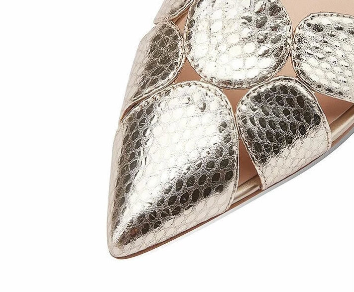 Sandals for Women Gold with Medium Heels Sexy Stripper Woman Shoes Pointed Toe Mules Chic and Elegant Daily 2025 Luxury or Korea