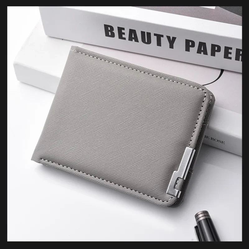 Men's Slim Wallet – PU Leather, Multi-Card Holder with Metal Accent, Lightweight & Stylish for Daily Use