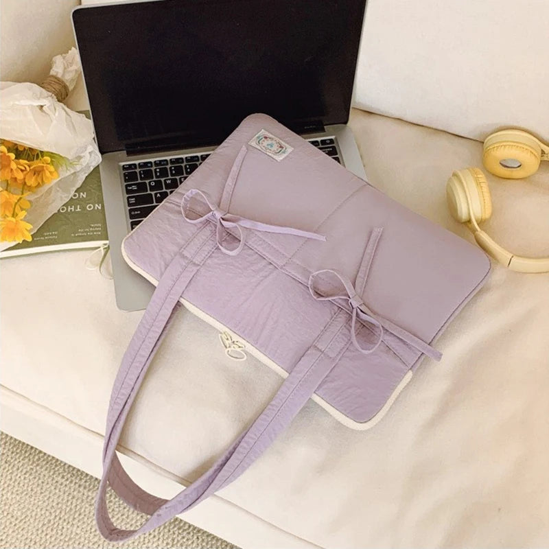 Cute Bow 13inch Tablet Sleeve Bag Shoulder Handbag For Tablet Laptop Cover Pouch Notebook Carry Bag