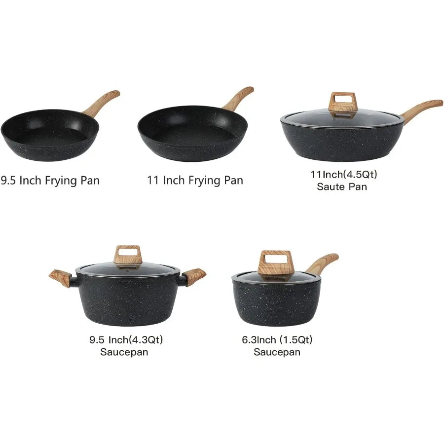 16PCS Pots and Pans Set Non Stick Cookware Set Nonstick with Cooking Set for Home Kitchen Cooking Durable Aluminum Construction