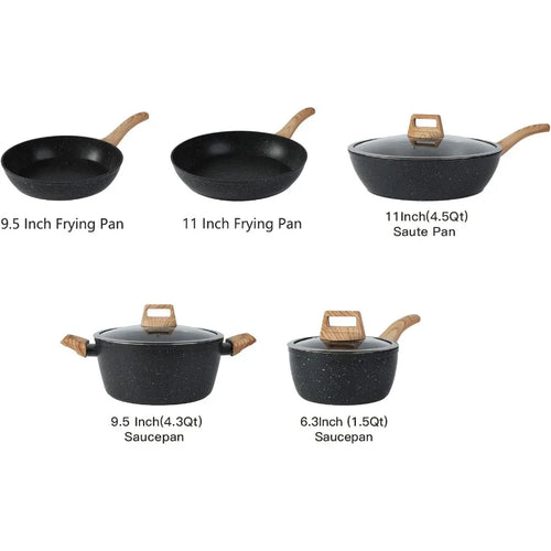 16PCS Pots and Pans Set Non Stick Cookware Set Nonstick with Cooking Set for Home Kitchen Cooking Durable Aluminum Construction