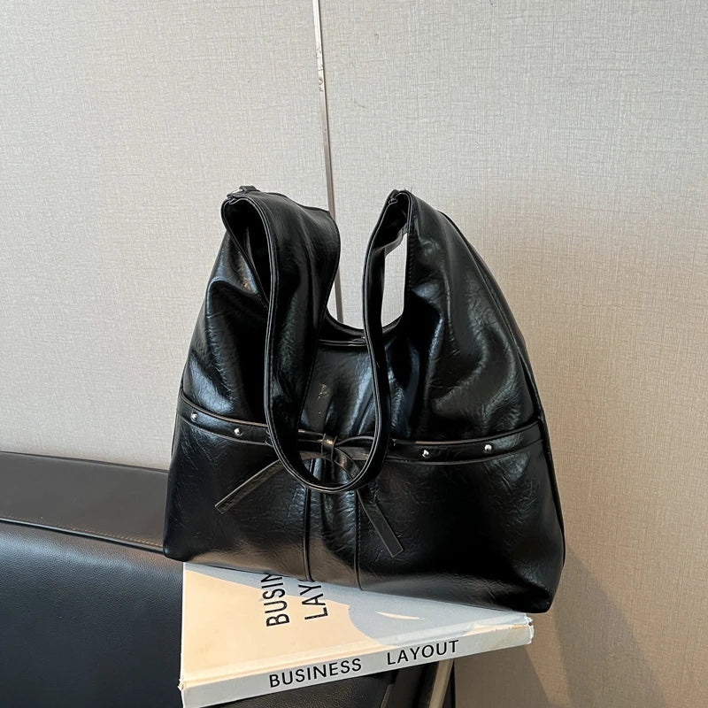 PU Large Capacity Hasp Tote Bags Solid Color High Quality Ladies Bags 2025 Hot Sale Light Luxury Commuting Women's Handbags