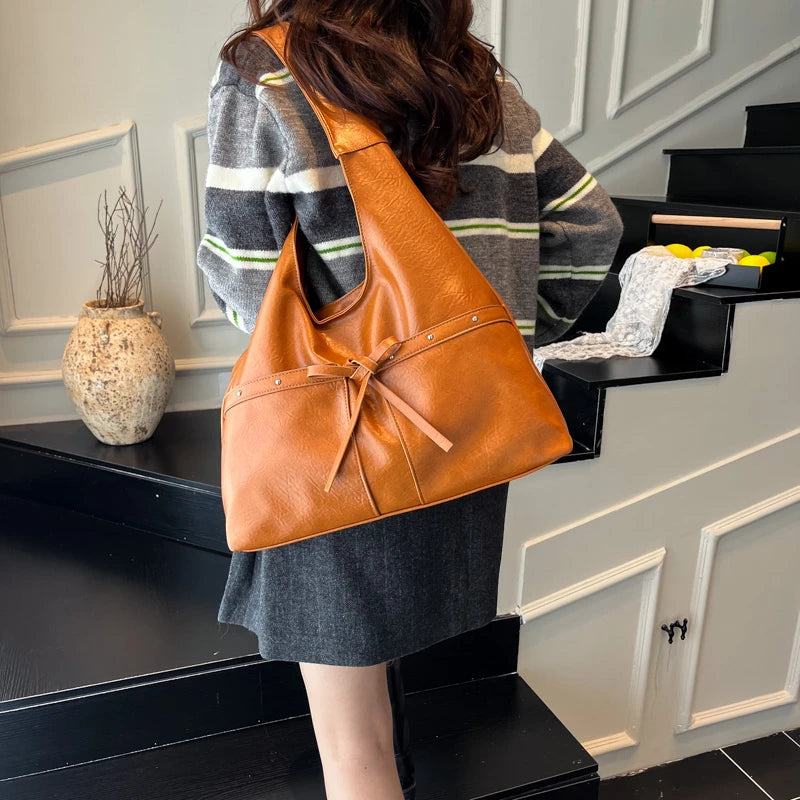 PU Large Capacity Hasp Tote Bags Solid Color High Quality Ladies Bags 2025 Hot Sale Light Luxury Commuting Women's Handbags