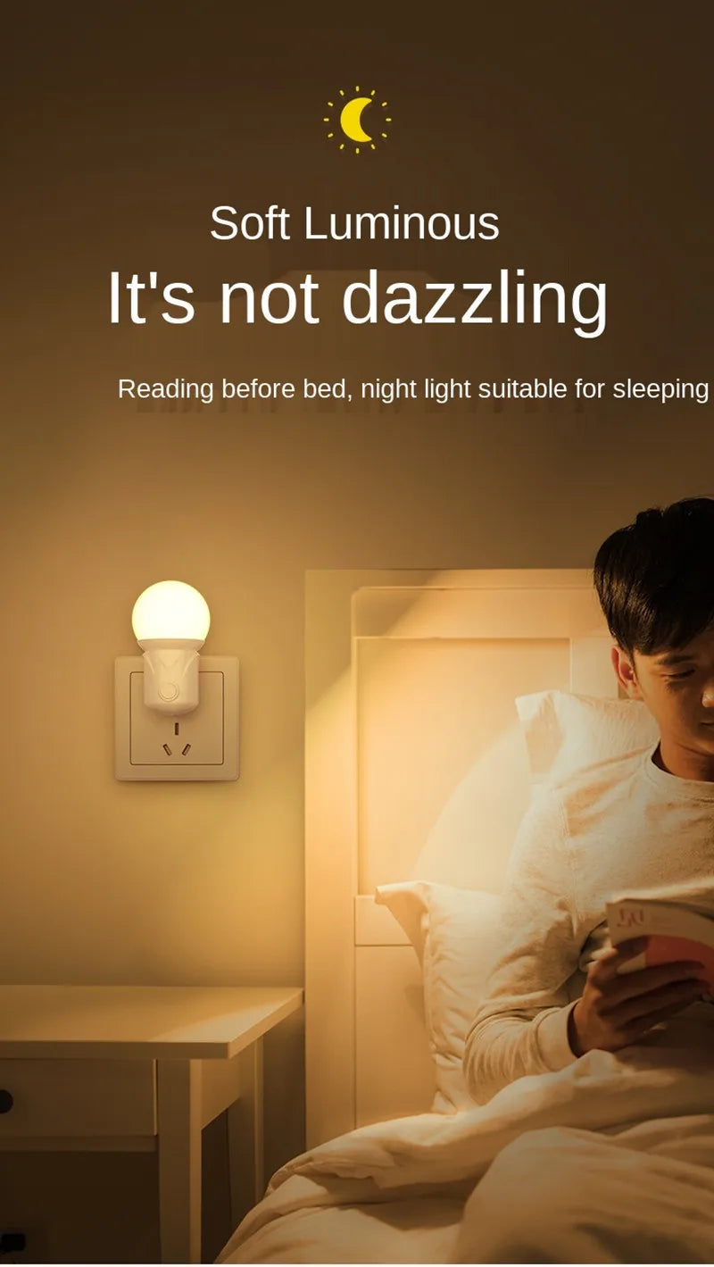 New Saving Sensor Light Control Plug-in LED Sleep Night Light With Switch Baby Feeding Bedroom Wake Up Decoration Bedside Lamp