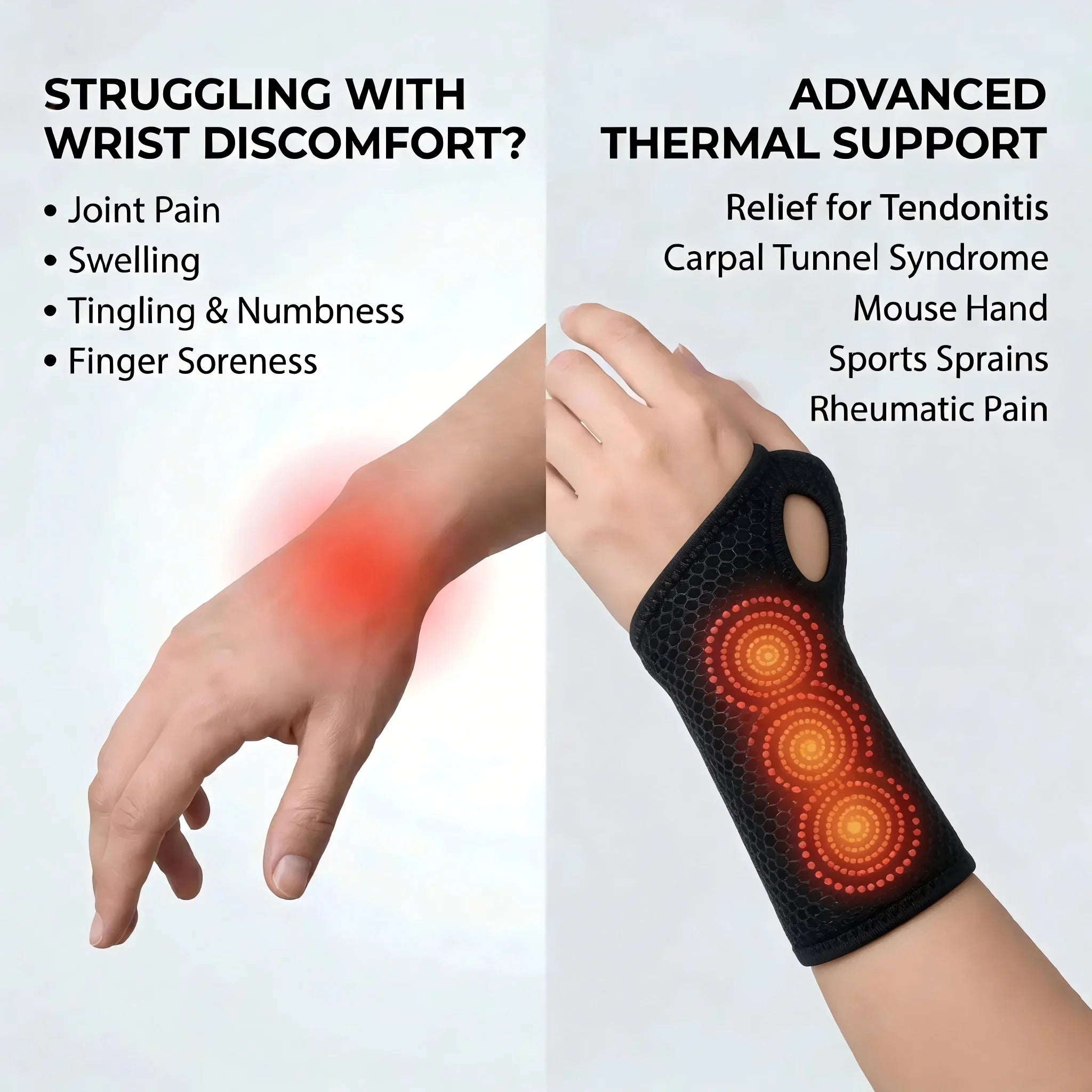 Title: Breathable Wrist Brace with Red Dot Therapy - Adjustable Compression Wrist Support Strap for Pain Relief, Sprain & Tendon
