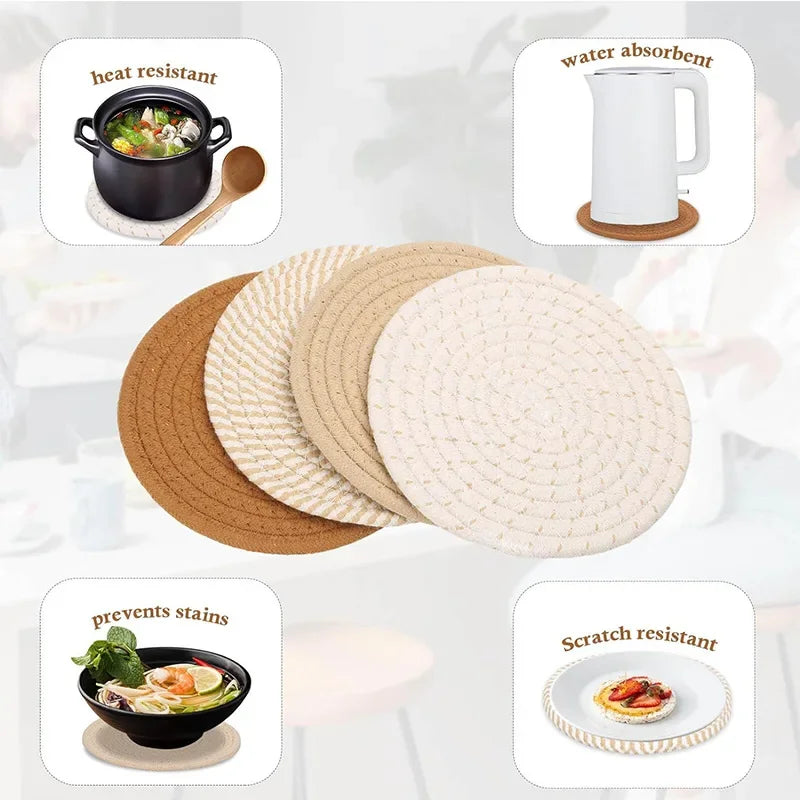 Hot POTS and pans 4 heat-resistant pad kitchen pot holders for new home and farmhouse decor Home essentials for fall home decor