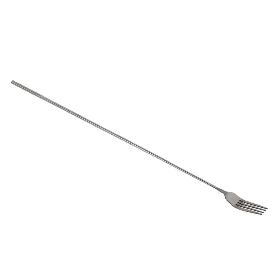 Retro Fork  BBQ Telescopic Extendable Dinner Fruit Dessert Long Handle Fork Stainless Steel Cutlery  Fork Tableware Bento Box