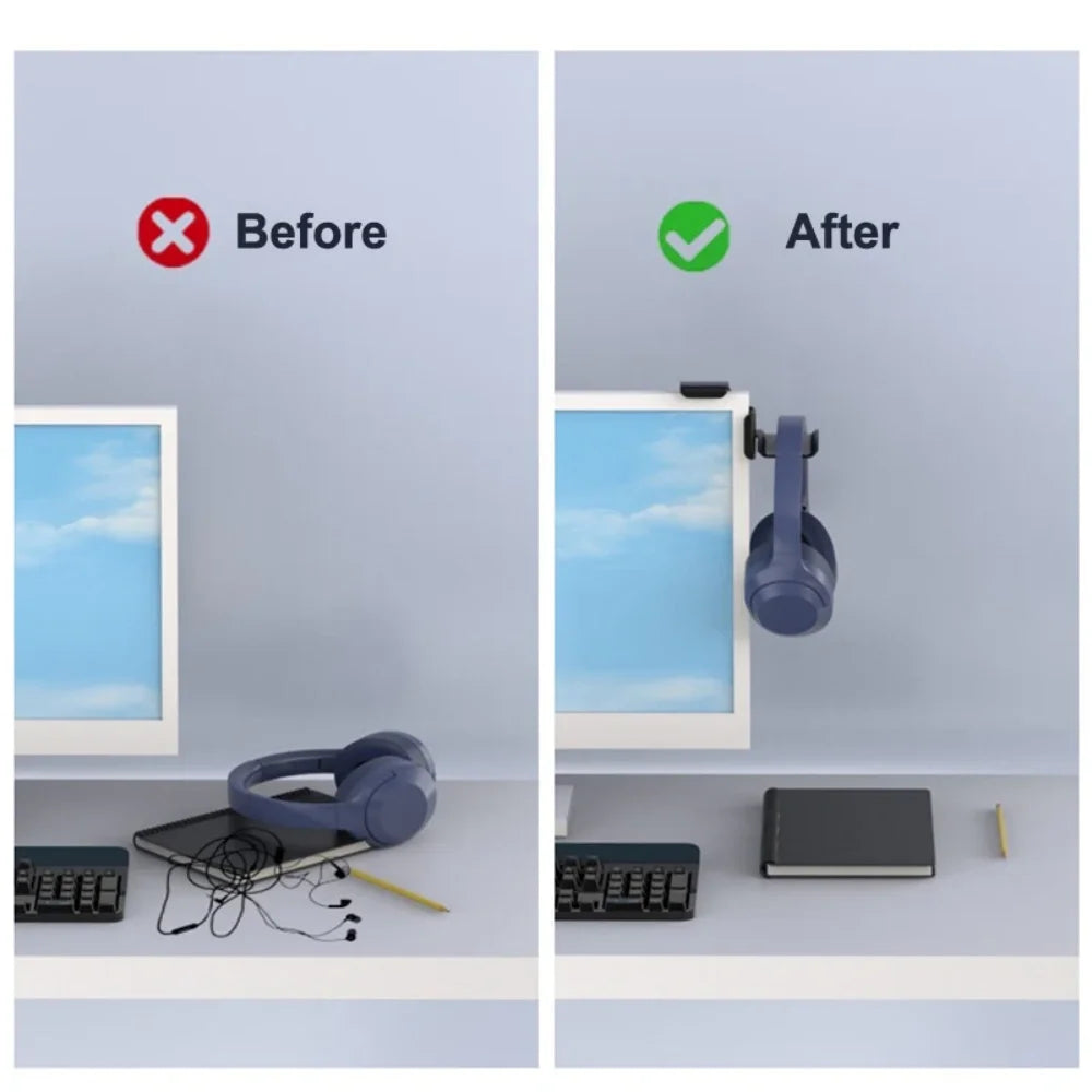 Headphone Holder PC Monitor Hanger Wall Hook Monitor Earphone Stand Universal Headset Hanging Hook Durable Headphone Bracket