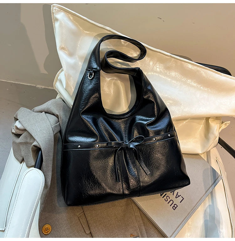 PU Large Capacity Hasp Tote Bags Solid Color High Quality Ladies Bags 2025 Hot Sale Light Luxury Commuting Women's Handbags