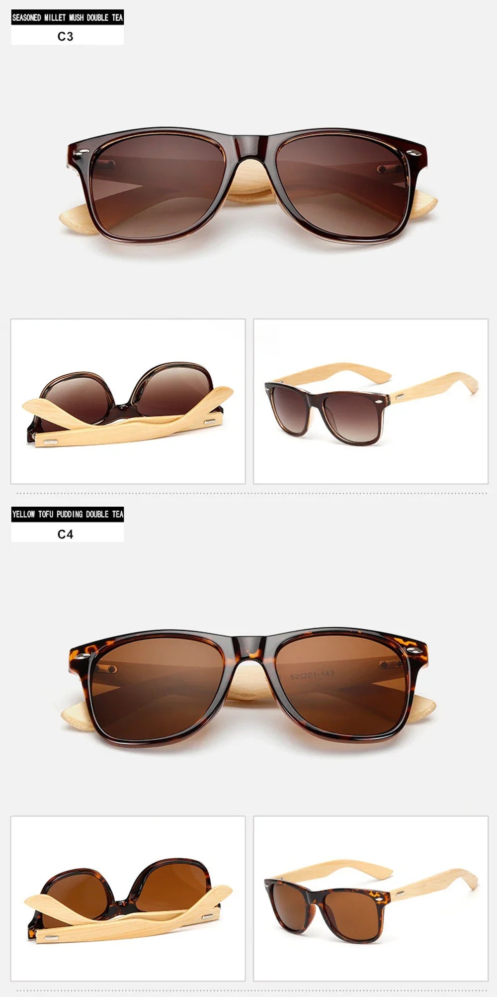 Natural Wooden Sunglasses for Men and Women, Polarized Fashion Sun Glasses with Original Wood Frame