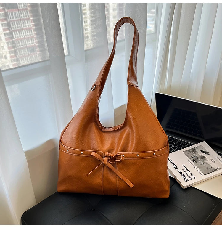 PU Large Capacity Hasp Tote Bags Solid Color High Quality Ladies Bags 2025 Hot Sale Light Luxury Commuting Women's Handbags