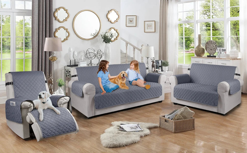 Sofa Covers Waterproof Sofa Slipcovers 1/2/3/4 Seater Non Slip Cover for Kids Pets Washable Sofa Protector with Elastic Strap
