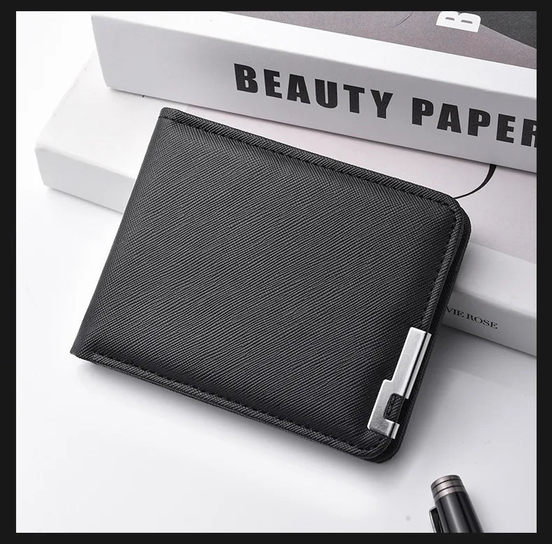 Men's Slim Wallet – PU Leather, Multi-Card Holder with Metal Accent, Lightweight & Stylish for Daily Use
