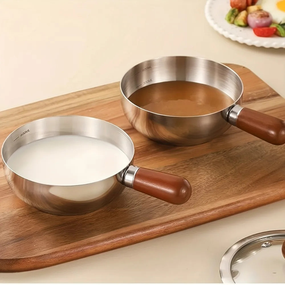 Pasta Cooker with Wooden Handle, Induction Compatible & Even Heat Distribution, Non-Slip Base Pot for Dorm & Office