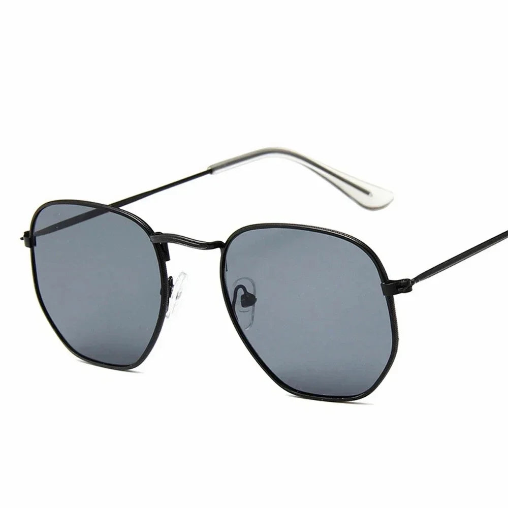 Men Sunglases Hexagon Sun Glasses NEW Women Metal Frame Fishing Glasses Gold tea Eyewear Lentes De Sol Hombre Okulary UV400