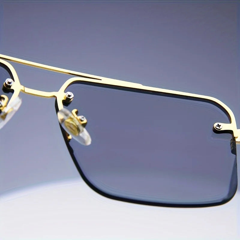 Trendy Rimless Sunglasses for Men Women Fashion Frameless Rectangle Sun Glasses Retro Shades Summer Traveling Eyewear UV400