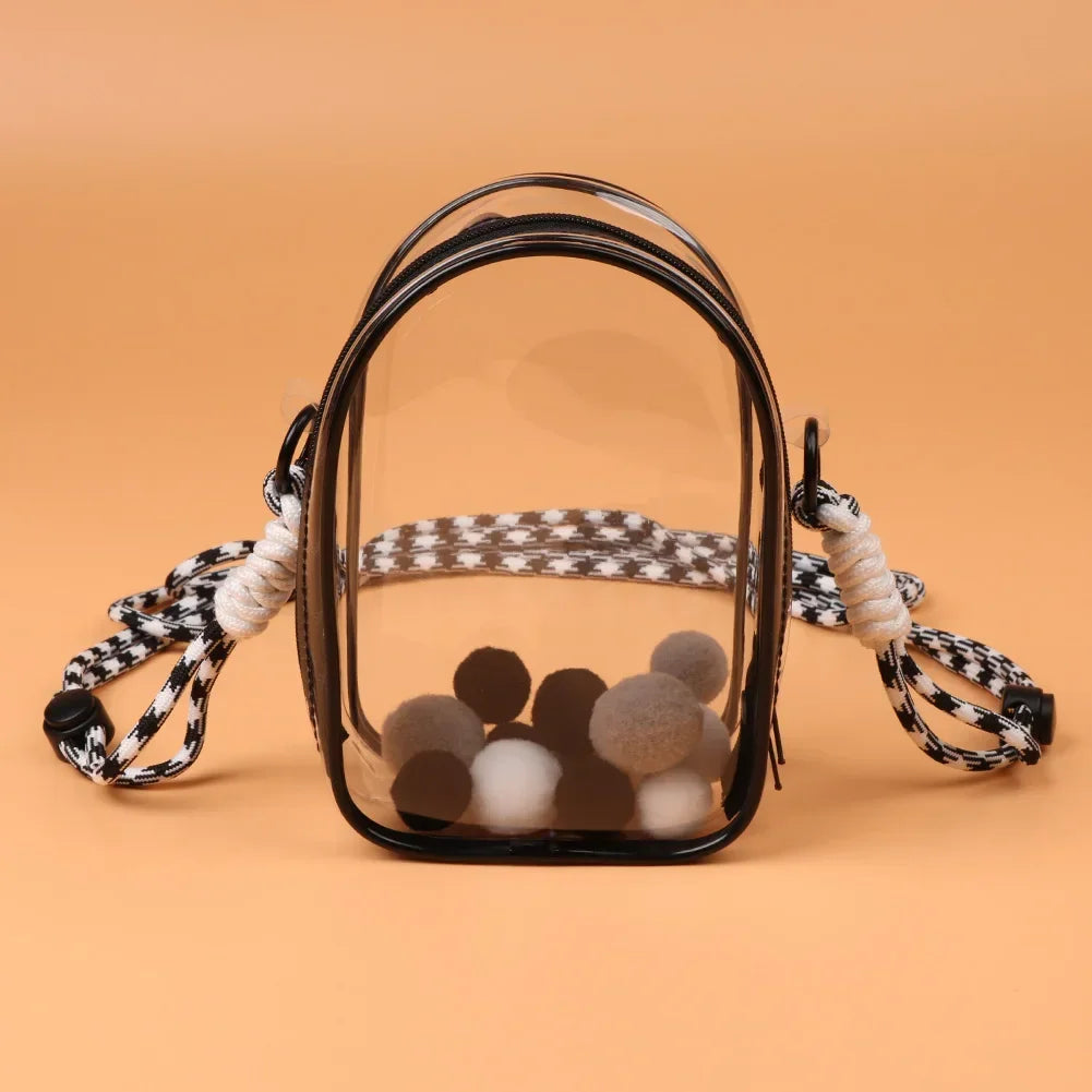 Labubu Protect Case Labubu Sitting Party 15cm Cotton Doll Shoulder Pain Bag PVC Storage Bag Labubu Walk Bag Dustproof