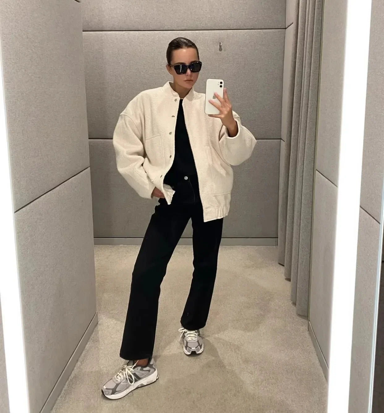 Casual Jackets For Women Fashion Chic Lady Long Sleeves Mock Neck Warm Coat Top Female Autumn Outwear Bomber Jackets Coats