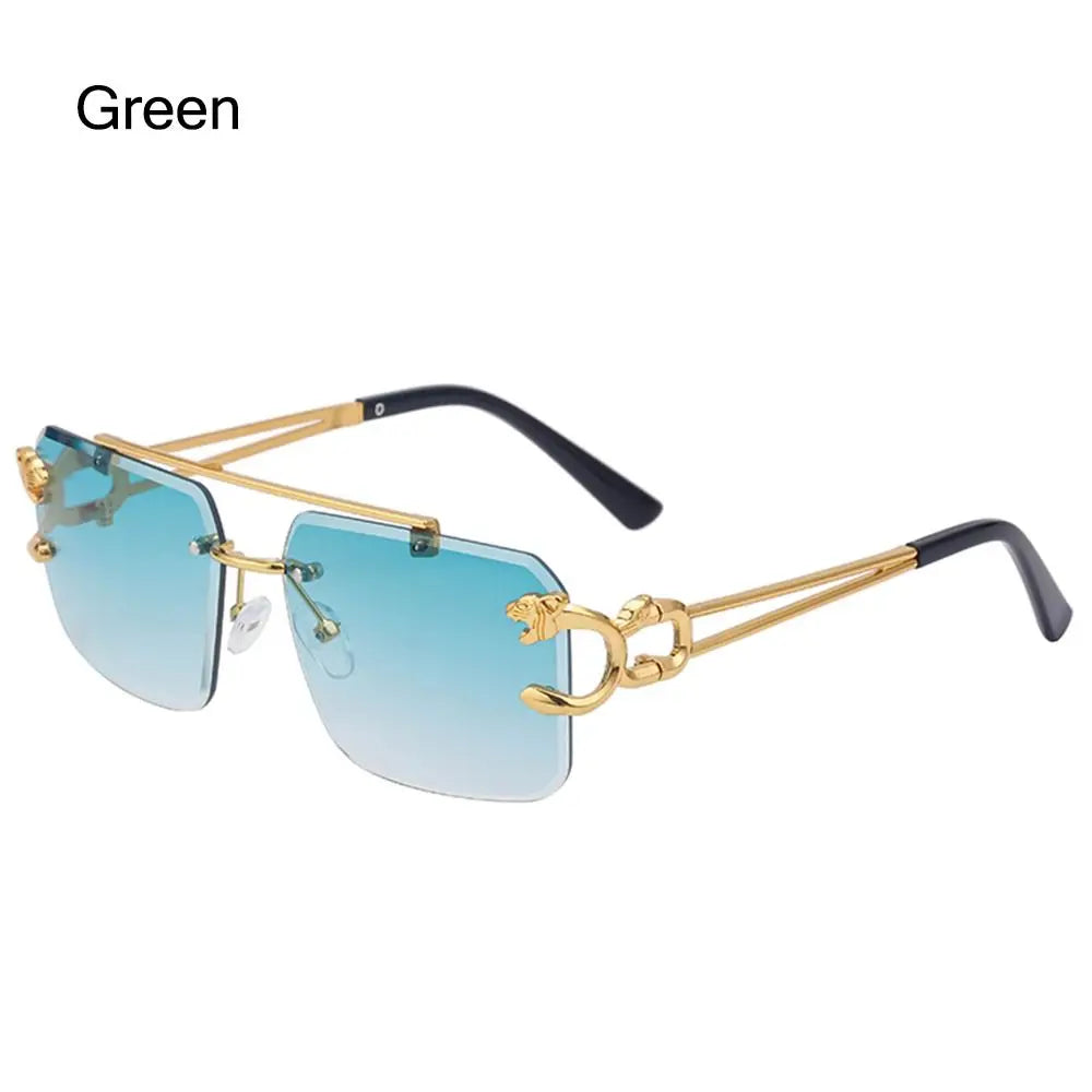 Steampunk Rimless Square Sunglasses Men 2025 Luxury Brand Designer Gold Lion Decoration Sun Glasses for Women Vintage Eyewear