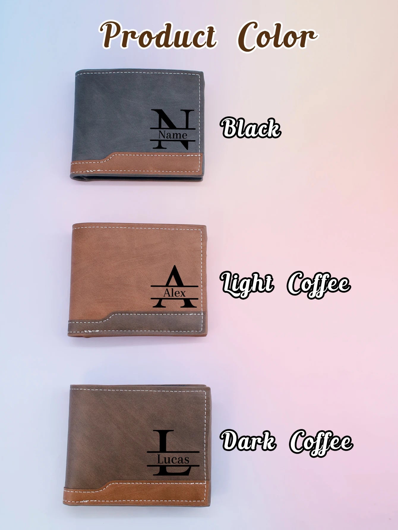 Personalized Wallet With Initial And Name, Customized Mens Wallet,Custom Letter A-Z Monogram Style For Daily Carry,