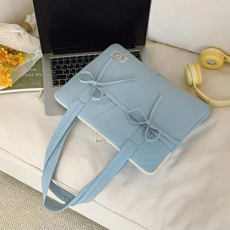 Cute Bow 13inch Tablet Sleeve Bag Shoulder Handbag For Tablet Laptop Cover Pouch Notebook Carry Bag