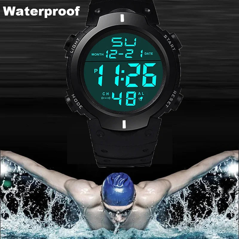 Men Sport LED Watches Men Digital Clock Multi-Functional Rubber Man Fitness Athlete Timekeeping Electronic Watch Reloj