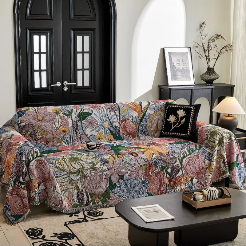 Slipcover American Style Countryside Floral Sofa Towel Sofa Cover Blanket Outdoor Camping Leisure Blanket