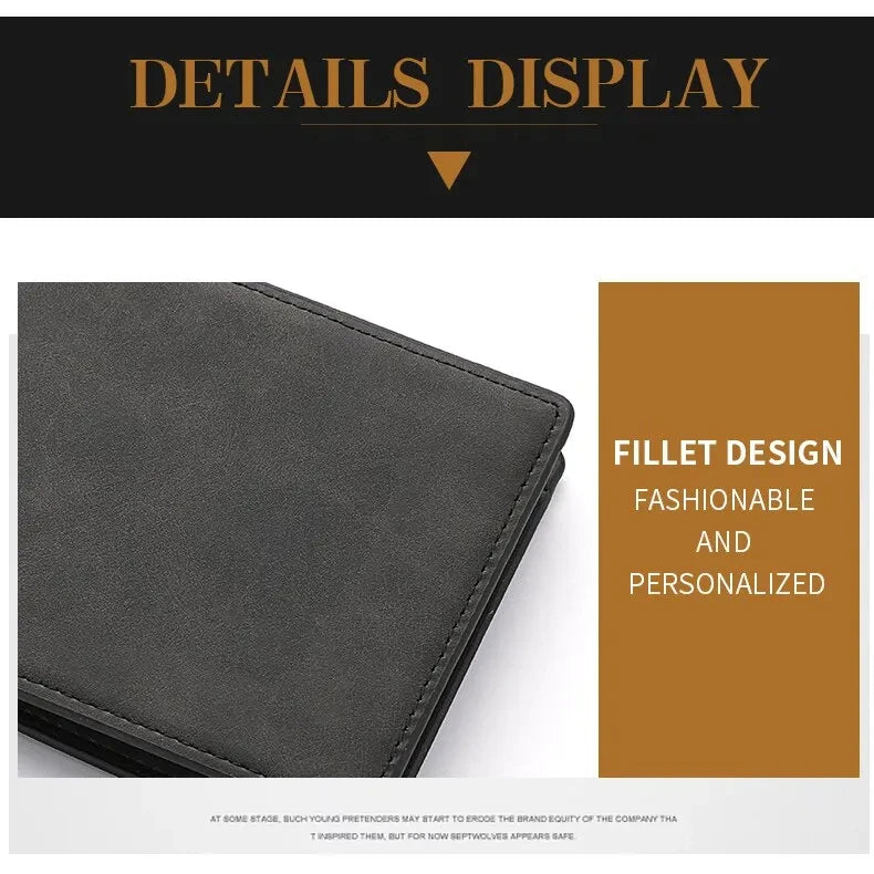 Men's Fashion Wallet For PU Leather Short Purse with Dollar Clip Multi Card Slots Large Capacity Coin Holder Slim Money