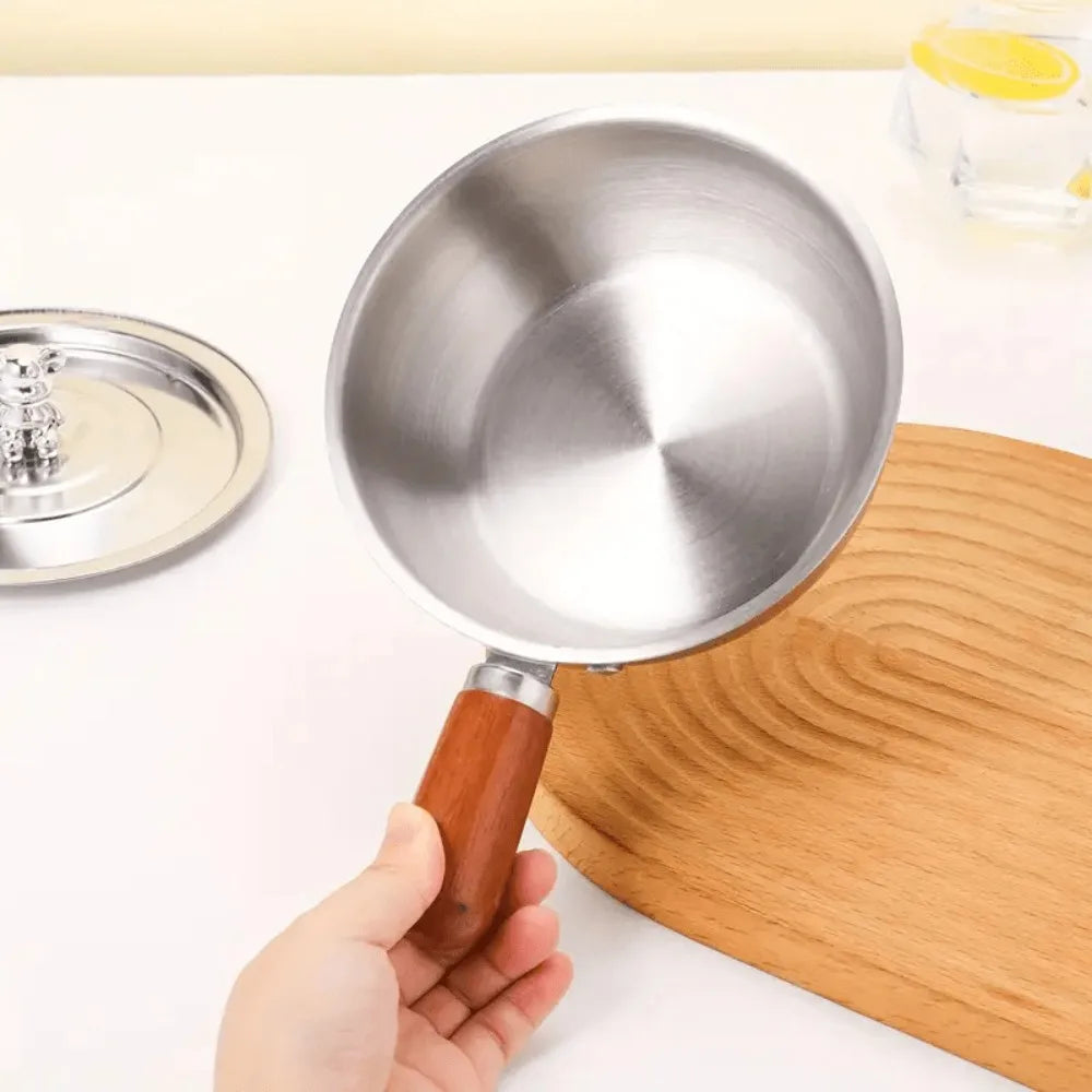 Pasta Cooker with Wooden Handle, Induction Compatible & Even Heat Distribution, Non-Slip Base Pot for Dorm & Office