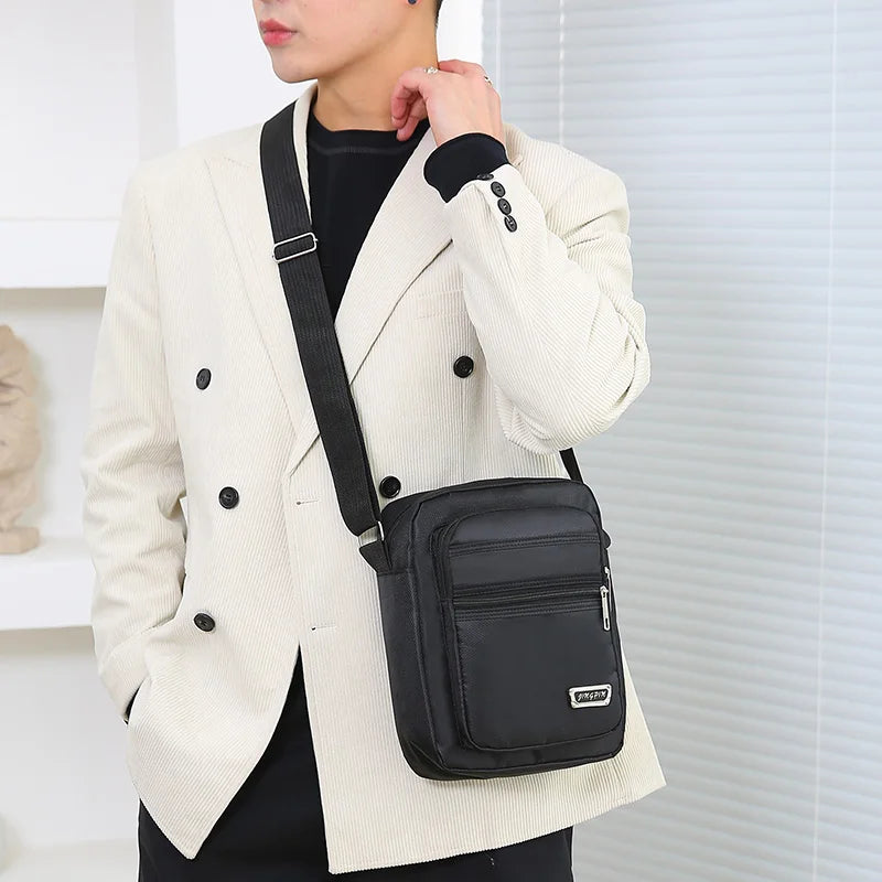 Men's Shoulder Bag Business Leisure Large Capacity Portable Handbag Multi Layer Waterproof Summer Male's Crossbody Bags