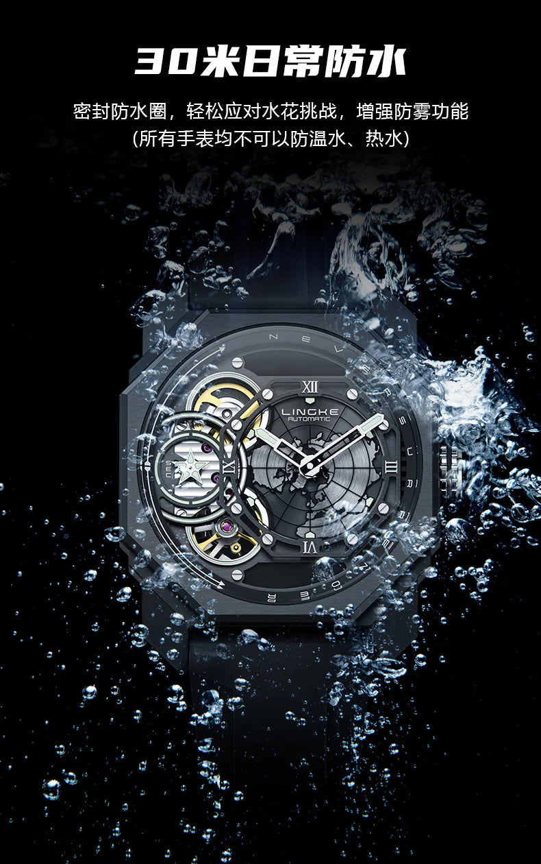 Mens Automatic Mechanical Watch for Man European American Business Leisure Wristwatches Silver Luminous Waterproof Men Watches