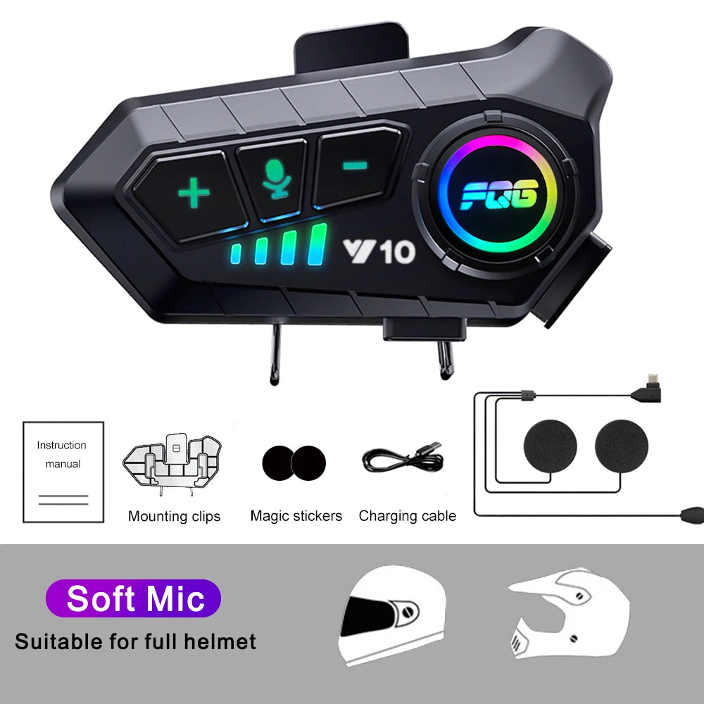 Bluetooth 5.3 Helmet Headset Wireless Hands-free Call Phone Kit Motorcycle Waterproof Earphone MP3 Music Player Speaker for Moto