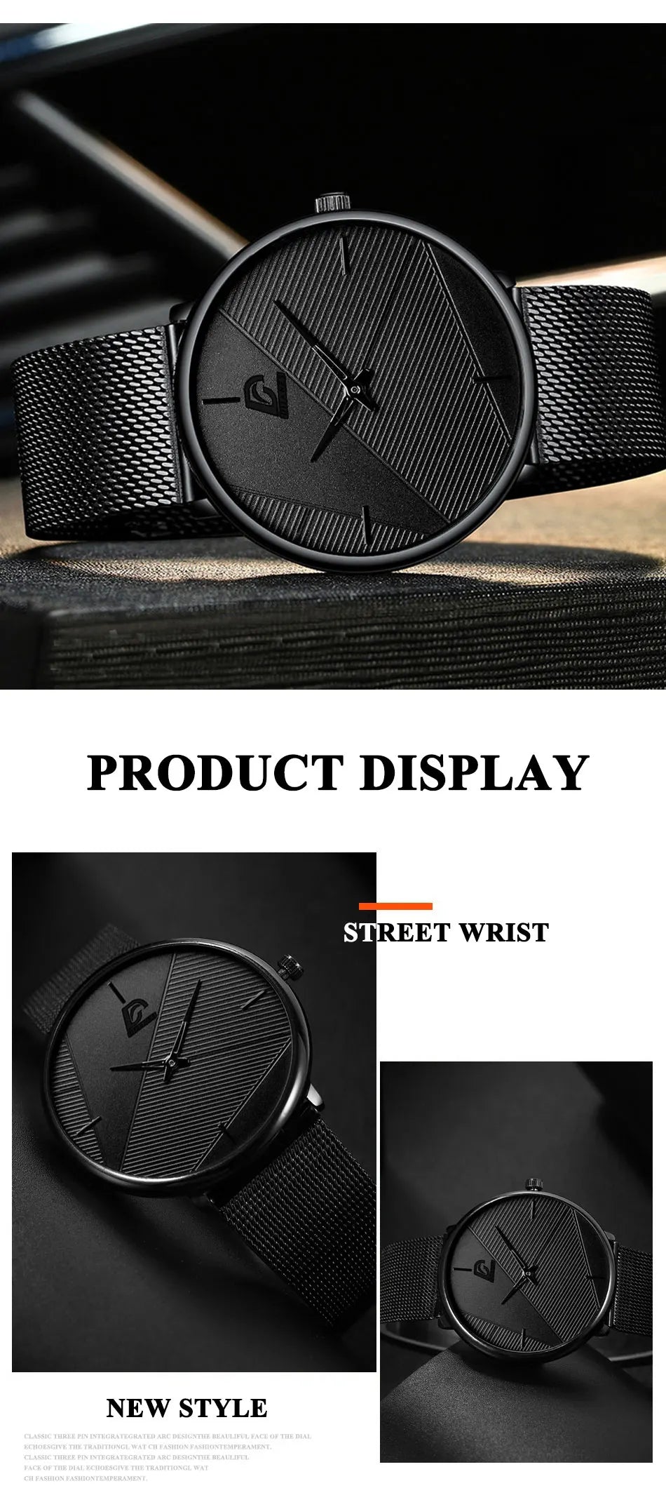 Watches Mens 2023 Minimalist Mens Fashion Ultra Thin Watch Simple Men Business Black Mesh Belt Quartz Wristwatch Reloj Hombre