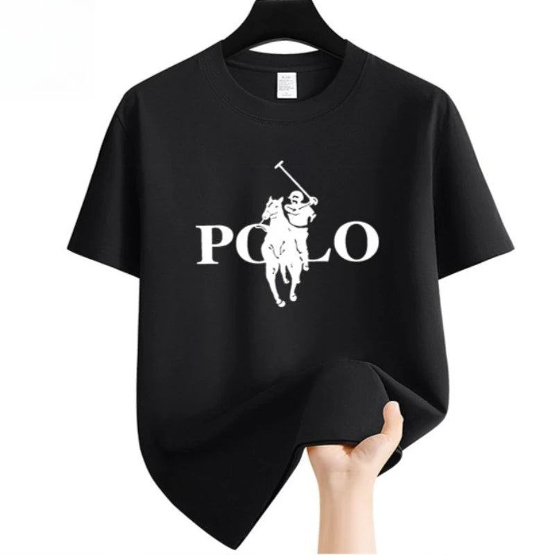 Summer Men's Summer Fashion Brand Clothing  Casual Business Shorts Loose Sleeve Versatile Round Neck T-Shirt  Breathable T-Shirt