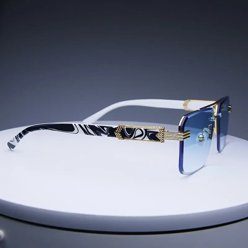 Trendy Rimless Sunglasses for Men Women Fashion Frameless Rectangle Sun Glasses Retro Shades Summer Traveling Eyewear UV400