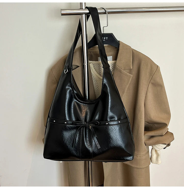 PU Large Capacity Hasp Tote Bags Solid Color High Quality Ladies Bags 2025 Hot Sale Light Luxury Commuting Women's Handbags