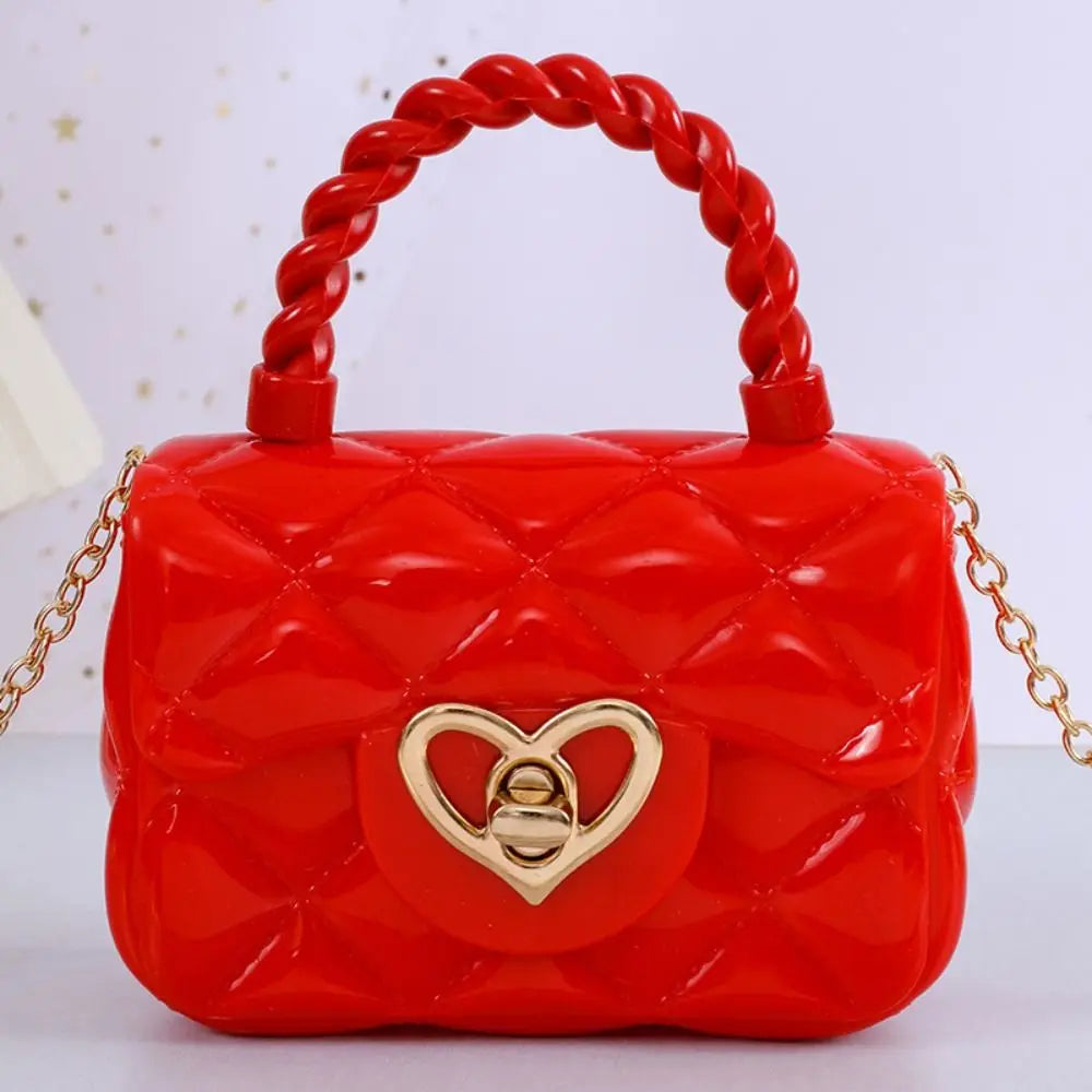 Kids PU Leather Crossbody Bags Girls Heart Shoulder Bags Children Mini Coin Purses Jelly Bag Kids Handbag Gifts