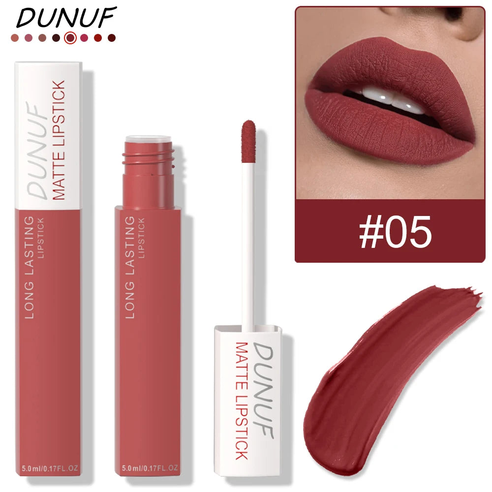 Long-Lasting Lip Gloss 1pcs: Matte Lipstick Non-Stick Cup Waterproof Nude Deep Red Mauve Christmas And Valentine's Day Gifts