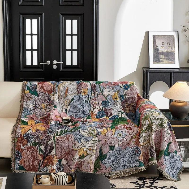 Slipcover American Style Countryside Floral Sofa Towel Sofa Cover Blanket Outdoor Camping Leisure Blanket