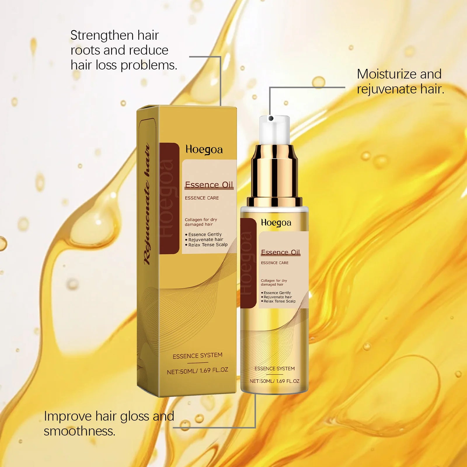 Plant Extract Hair Care Essential Oil, Smooth and Shiny without Greasiness, Gently Repairs Scalp and Hair, Glossy Nourishing Oil