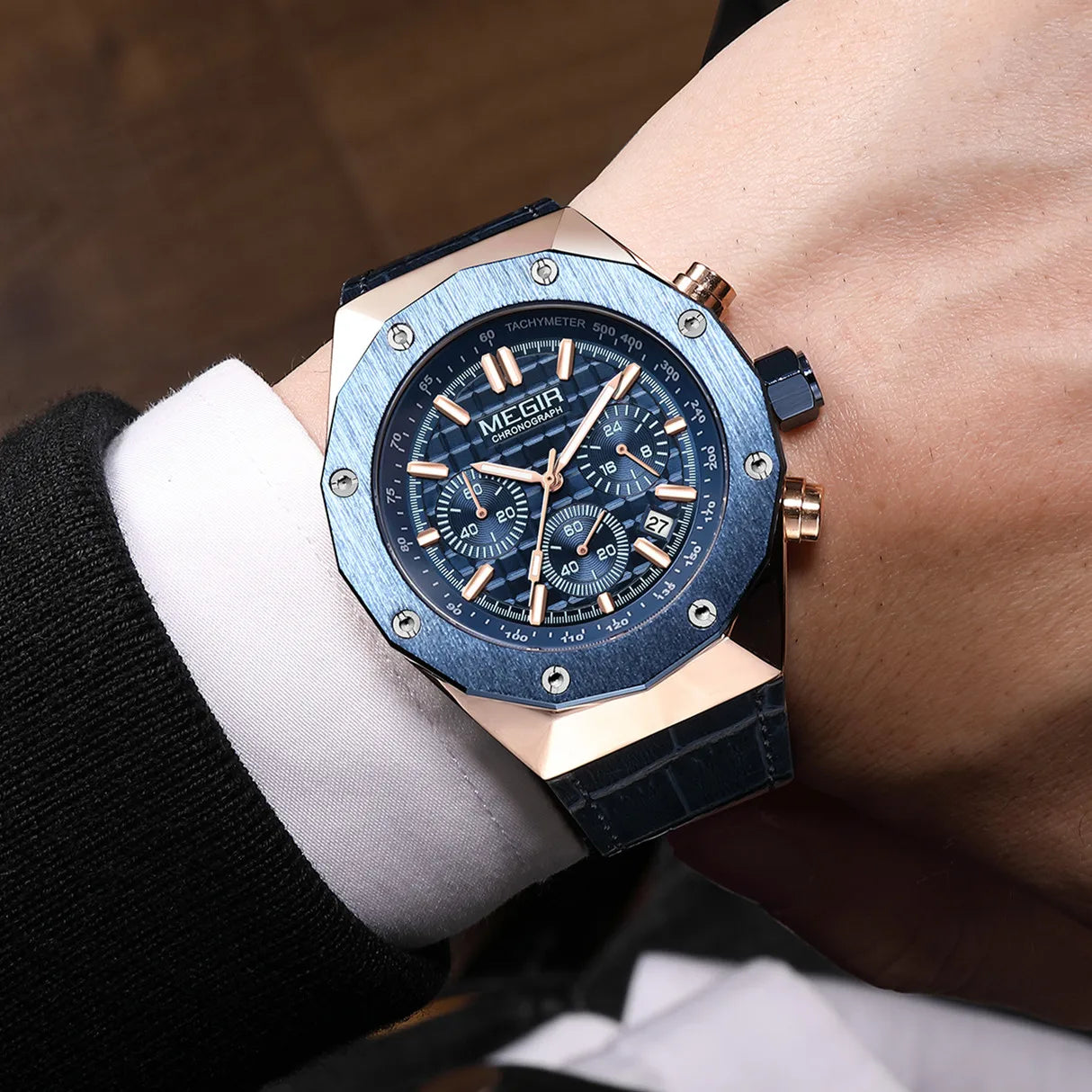 2026 New Watches for Men Leather Mens Military Sport Waterproof Watch Quartz WristWatch Chronograph Male Clock