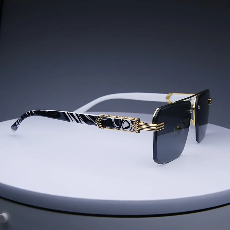 Trendy Rimless Sunglasses for Men Women Fashion Frameless Rectangle Sun Glasses Retro Shades Summer Traveling Eyewear UV400