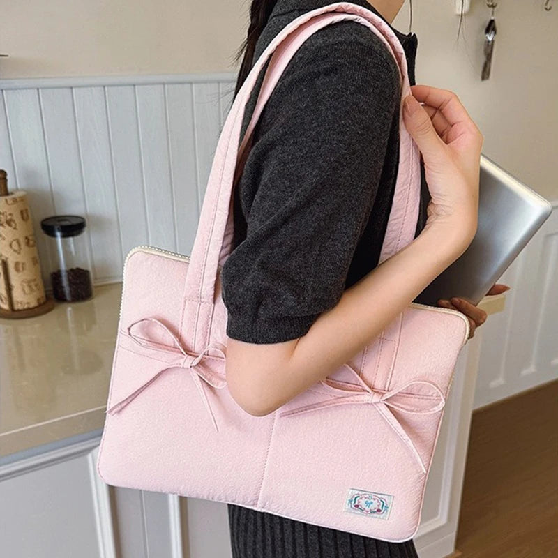 Cute Bow 13inch Tablet Sleeve Bag Shoulder Handbag For Tablet Laptop Cover Pouch Notebook Carry Bag