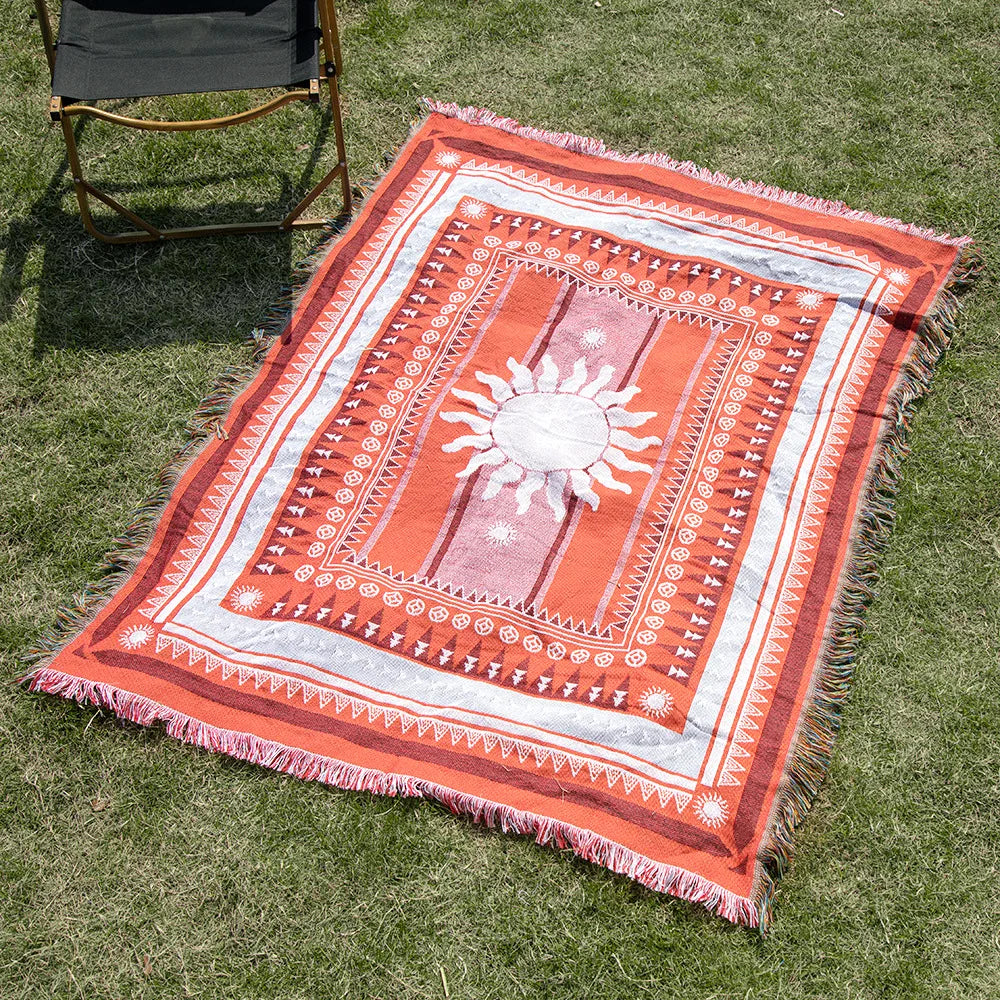 Hip Hop Blanket Sofa Towel Knit Punk Bedspread Pad Mat Bohemian Throw Travel Gothic Bedspread Sofa Cover Blankets Cotton Linen
