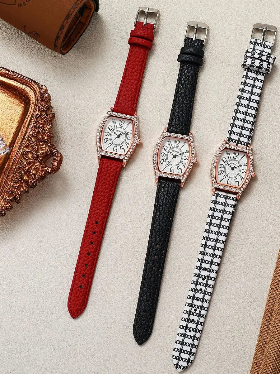 Women’s watch, student design, simple and elegant, lightweight luxury, niche fashion, sophisticated feel, wine barrel shape, exq