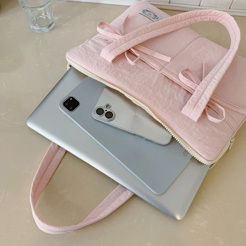 Cute Bow 13inch Tablet Sleeve Bag Shoulder Handbag For Tablet Laptop Cover Pouch Notebook Carry Bag
